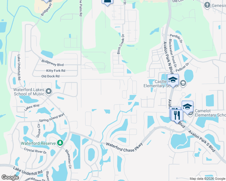 map of restaurants, bars, coffee shops, grocery stores, and more near 14190 Thamhall Way in Orlando