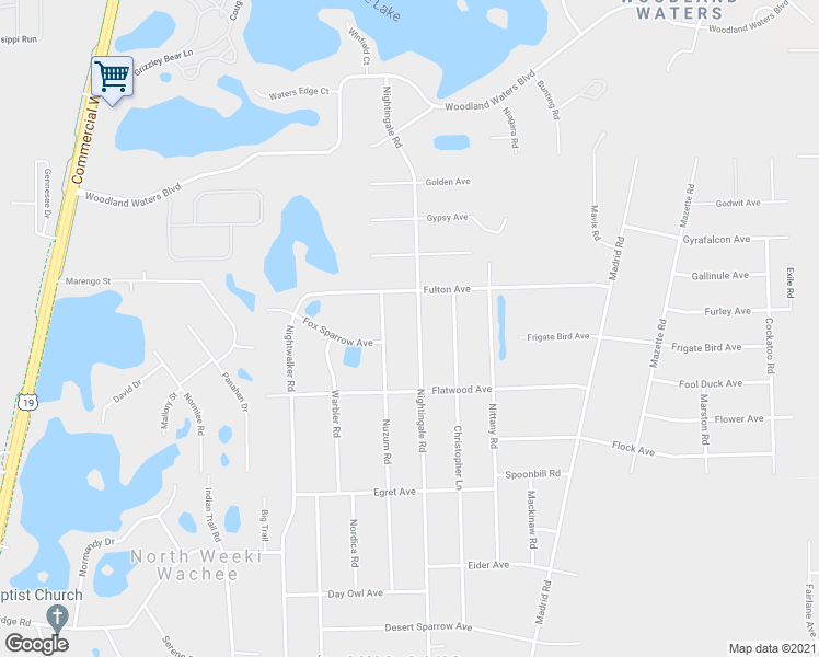 map of restaurants, bars, coffee shops, grocery stores, and more near 8413 Nightingale Road in Brooksville