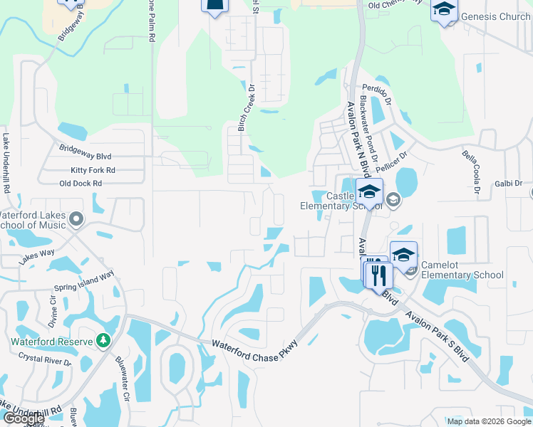 map of restaurants, bars, coffee shops, grocery stores, and more near 1002 Windmill Grove Circle in Orlando
