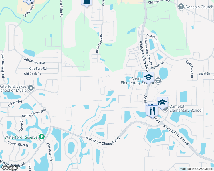 map of restaurants, bars, coffee shops, grocery stores, and more near 1002 Windmill Grove Circle in Orlando
