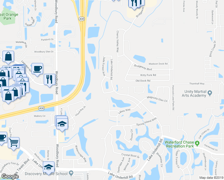 map of restaurants, bars, coffee shops, grocery stores, and more near 833 Jadestone Circle in Orlando