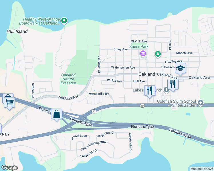 map of restaurants, bars, coffee shops, grocery stores, and more near 501 West Herriot Avenue in Oakland
