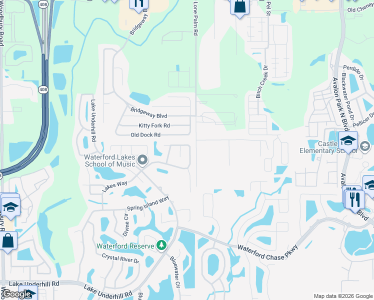 map of restaurants, bars, coffee shops, grocery stores, and more near 13993 Magnolia Glen Circle in Orlando