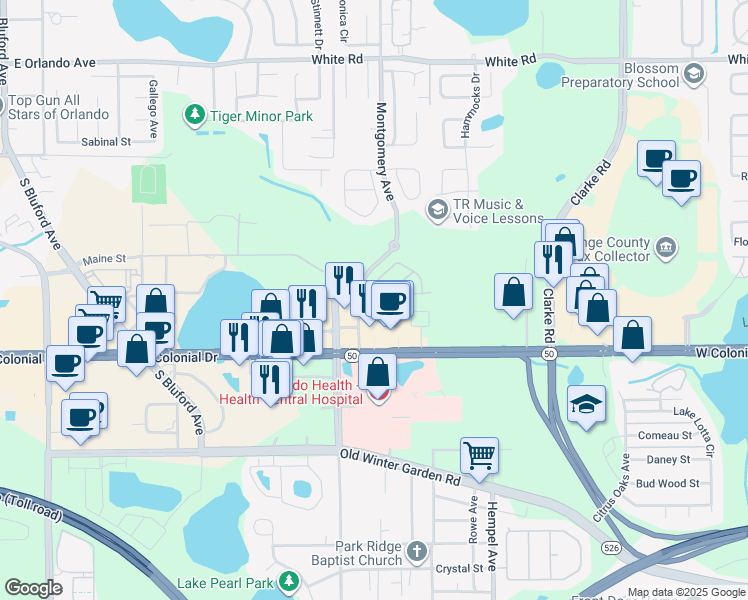 map of restaurants, bars, coffee shops, grocery stores, and more near 946 Davenwood Court in Ocoee