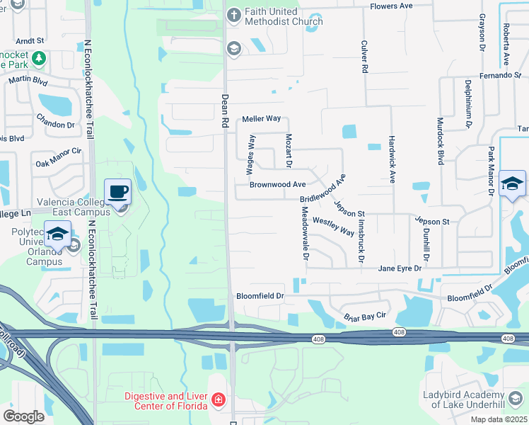 map of restaurants, bars, coffee shops, grocery stores, and more near 10039 Dean Chase Boulevard in Orlando