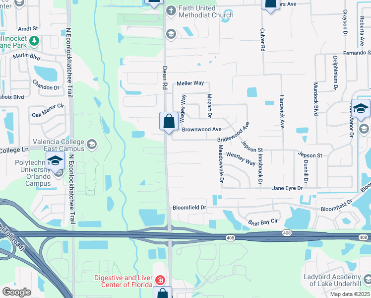 map of restaurants, bars, coffee shops, grocery stores, and more near 10039 Dean Chase Boulevard in Orlando