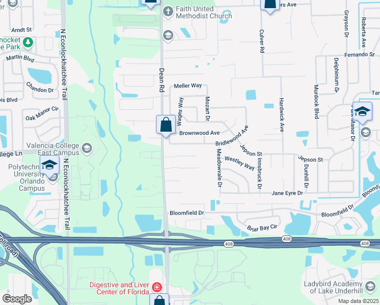 map of restaurants, bars, coffee shops, grocery stores, and more near 10039 Dean Chase Boulevard in Orlando