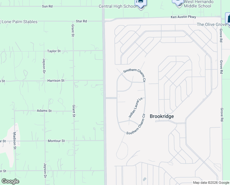 map of restaurants, bars, coffee shops, grocery stores, and more near 8449 Southern Charm Circle in Brooksville