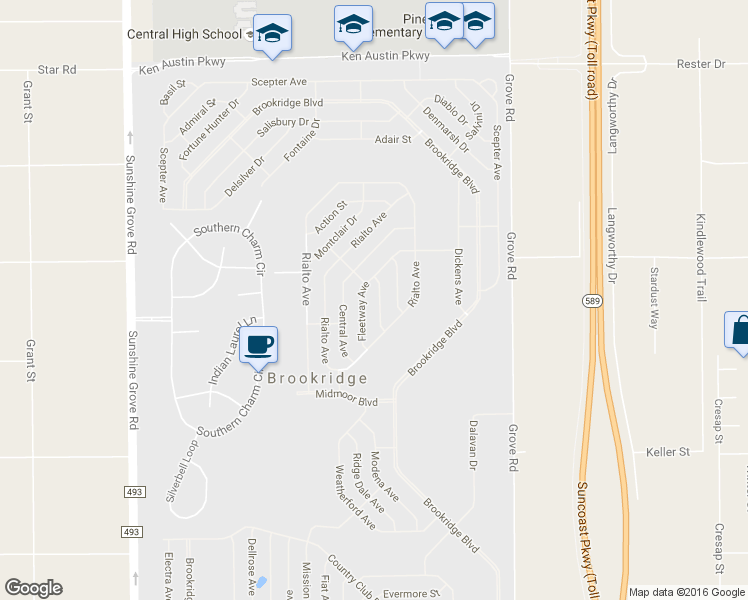 map of restaurants, bars, coffee shops, grocery stores, and more near 8429 Mohican Avenue in Brooksville