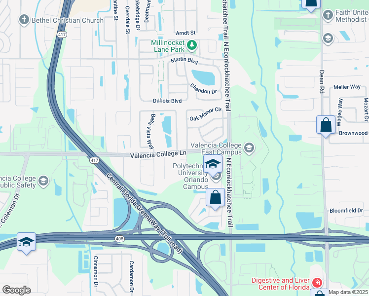 map of restaurants, bars, coffee shops, grocery stores, and more near 800 Maple Forest Drive in Orlando