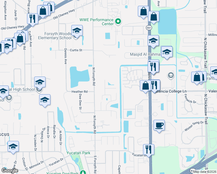map of restaurants, bars, coffee shops, grocery stores, and more near 6904 Kelcher Court in Orlando
