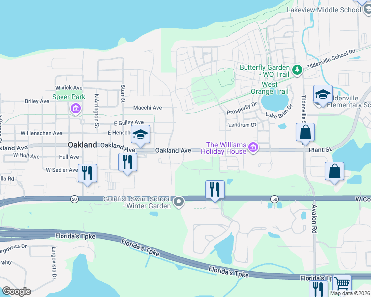 map of restaurants, bars, coffee shops, grocery stores, and more near 605 Oakland Avenue in Oakland