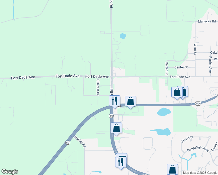 map of restaurants, bars, coffee shops, grocery stores, and more near 8479 Cobb Road in Brooksville