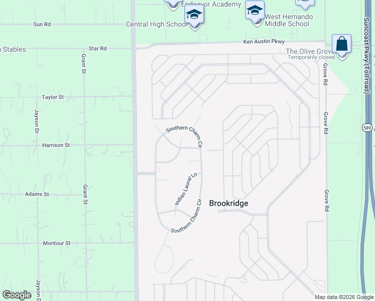 map of restaurants, bars, coffee shops, grocery stores, and more near 14316 Holly Hammock Lane in Brooksville