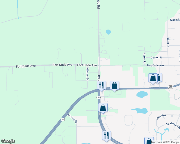 map of restaurants, bars, coffee shops, grocery stores, and more near 18455 Shady Side Drive in Brooksville