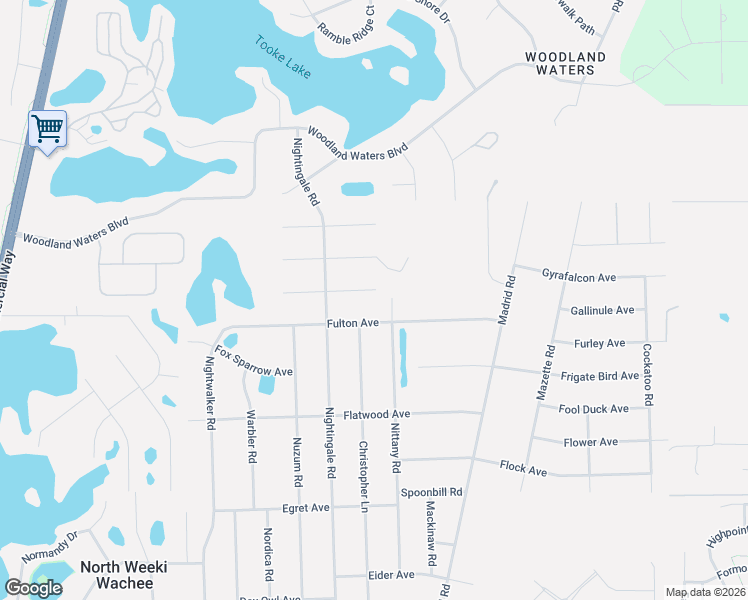 map of restaurants, bars, coffee shops, grocery stores, and more near 8499 Nittany Road in Brooksville