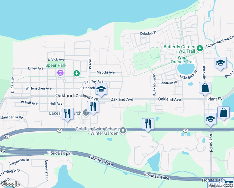 map of restaurants, bars, coffee shops, grocery stores, and more near 3 Winters Landing Drive in Oakland