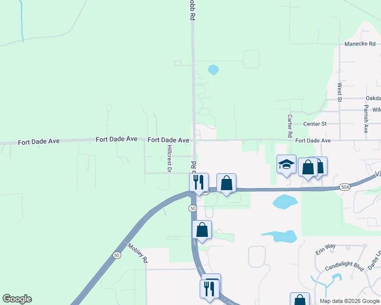 map of restaurants, bars, coffee shops, grocery stores, and more near 8479 Cobb Road in Brooksville