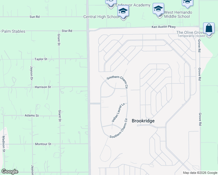 map of restaurants, bars, coffee shops, grocery stores, and more near 14230 Holly Hammock Lane in Brooksville