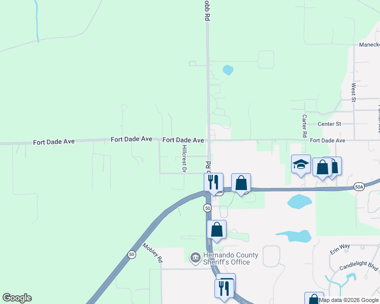 map of restaurants, bars, coffee shops, grocery stores, and more near 18467 Shady Side Drive in Brooksville