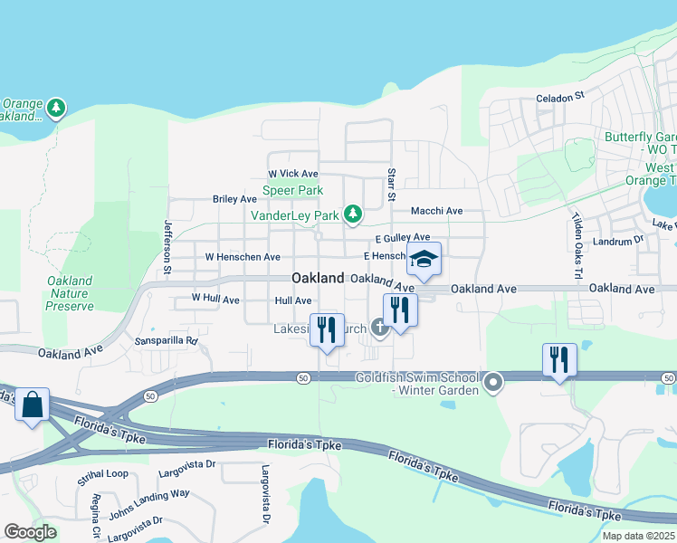 map of restaurants, bars, coffee shops, grocery stores, and more near 31 Oakland Avenue in Oakland