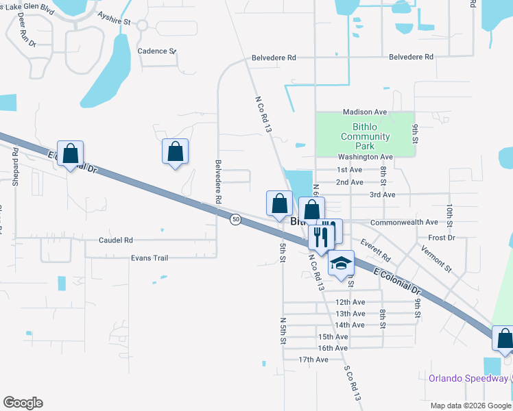 map of restaurants, bars, coffee shops, grocery stores, and more near 18139 Old Cheney Highway in Orlando