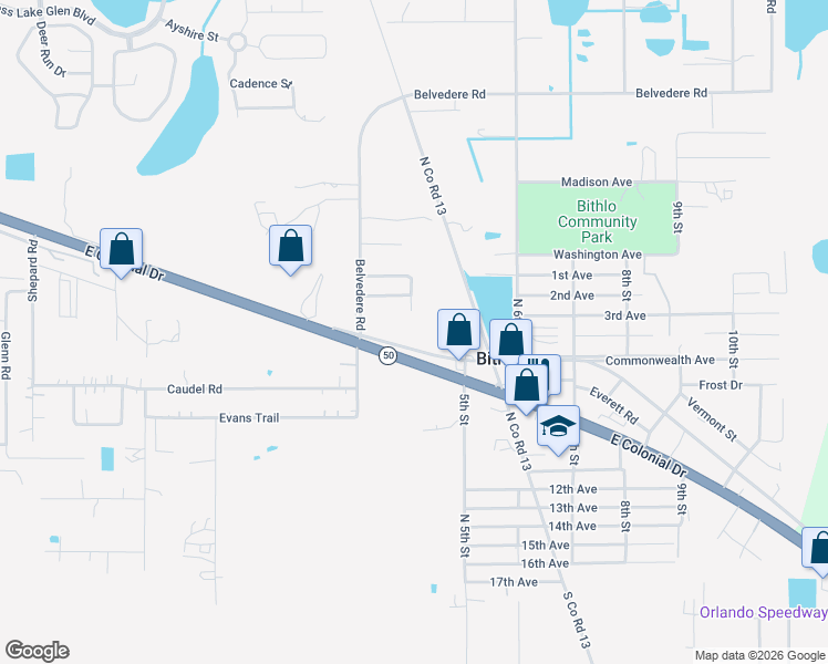 map of restaurants, bars, coffee shops, grocery stores, and more near 18139 Old Cheney Highway in Orlando
