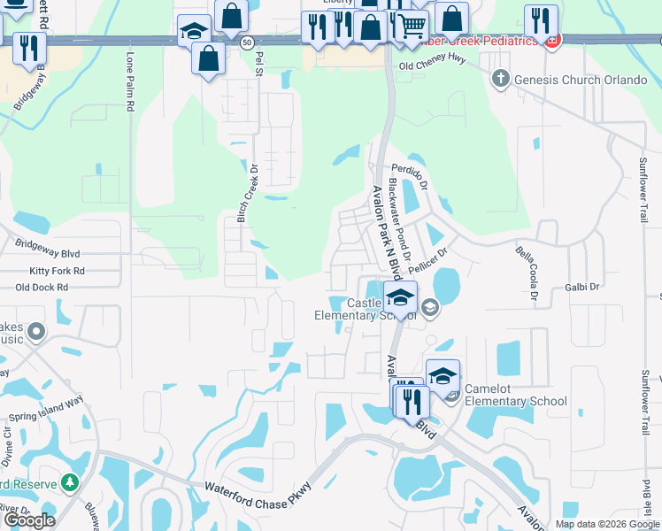 map of restaurants, bars, coffee shops, grocery stores, and more near 12060 Magazine Street in Orlando