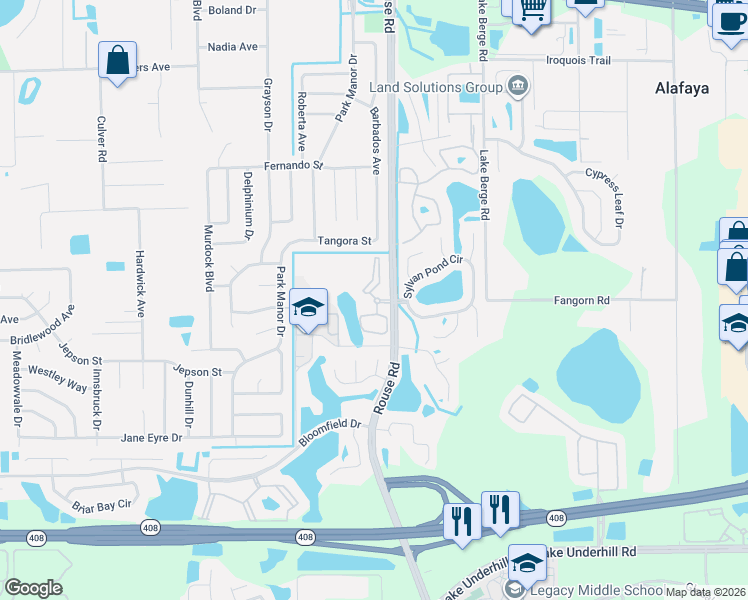 map of restaurants, bars, coffee shops, grocery stores, and more near 700 Egret Landing Place in Orlando