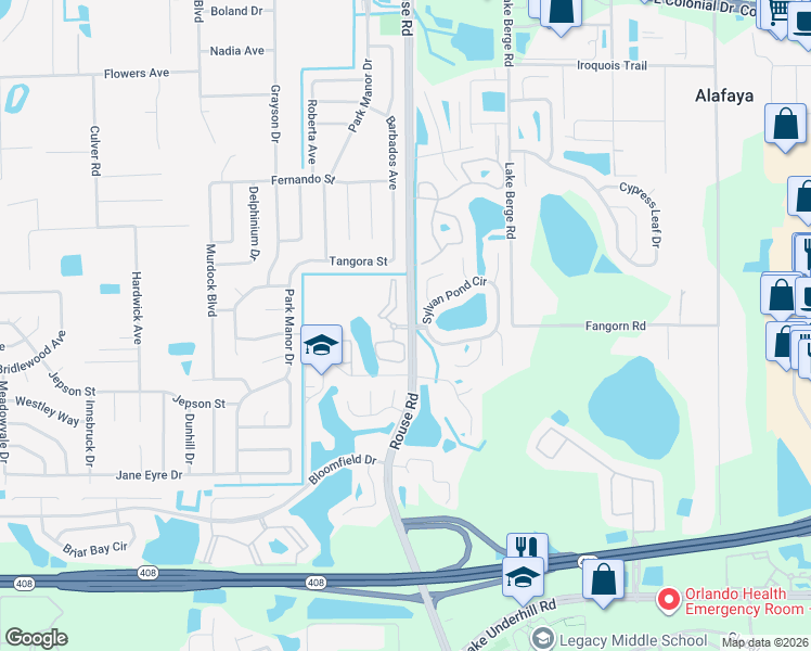 map of restaurants, bars, coffee shops, grocery stores, and more near 615 Egret Landing Place in Orlando