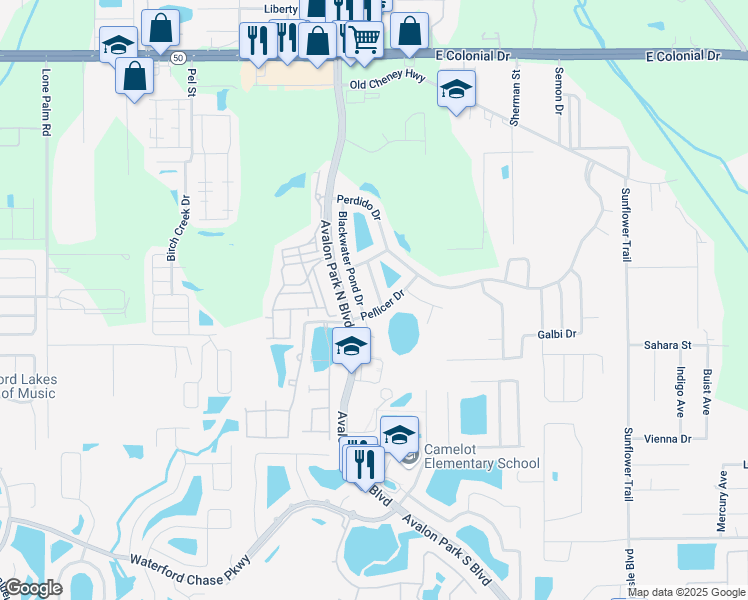 map of restaurants, bars, coffee shops, grocery stores, and more near 1226 Ocklawaha Drive in Orlando
