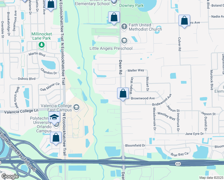 map of restaurants, bars, coffee shops, grocery stores, and more near 9752 Piney Point Circle in Orlando