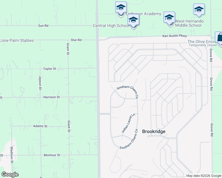map of restaurants, bars, coffee shops, grocery stores, and more near 14100 Holly Hammock Lane in Brooksville
