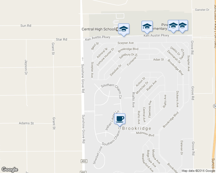 map of restaurants, bars, coffee shops, grocery stores, and more near 8710 Southern Charm Circle in Brooksville