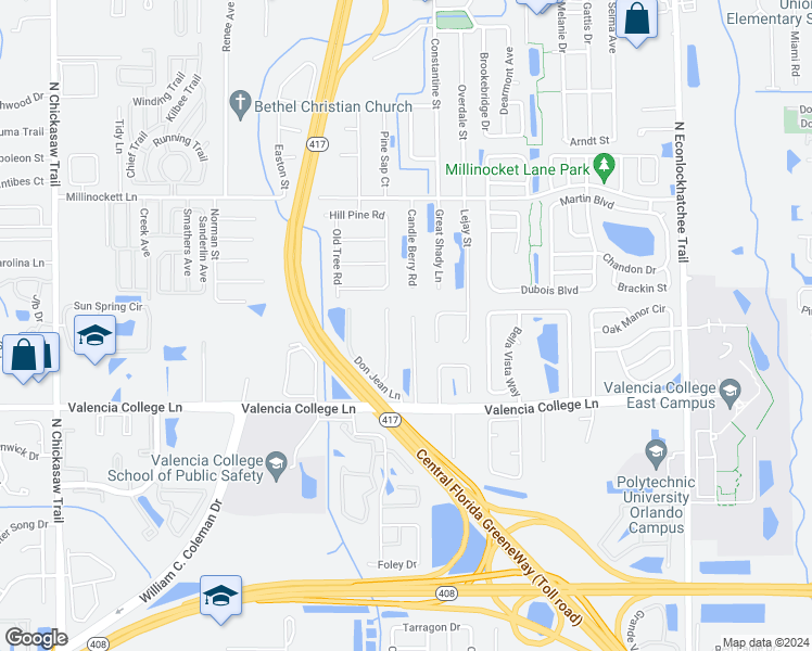 map of restaurants, bars, coffee shops, grocery stores, and more near 966 Grassy Island Lane in Orlando