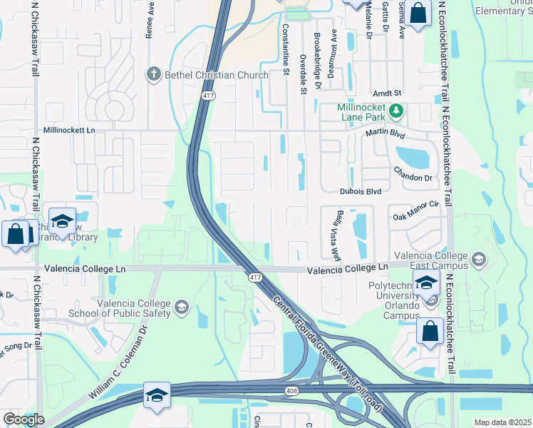 map of restaurants, bars, coffee shops, grocery stores, and more near 966 Grassy Island Lane in Orlando