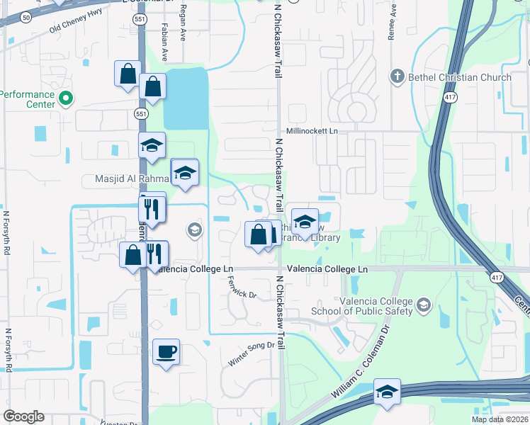 map of restaurants, bars, coffee shops, grocery stores, and more near 949 Crowsnest Circle in Orlando