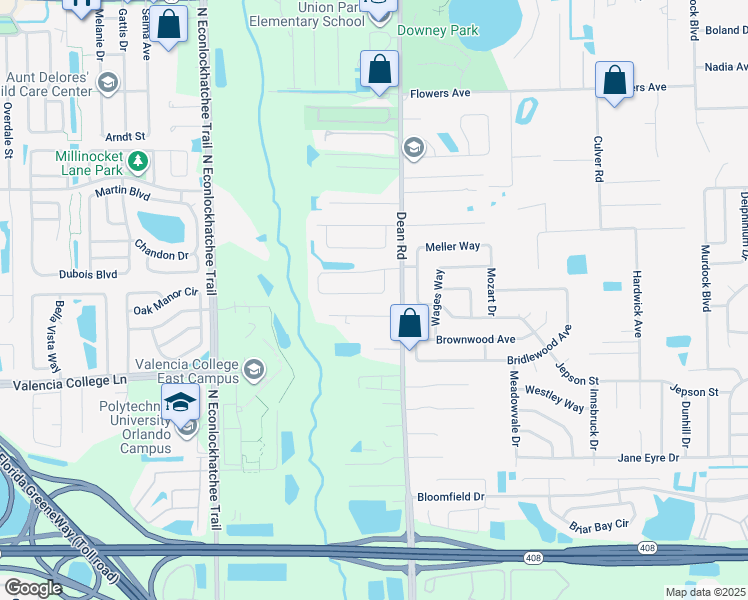 map of restaurants, bars, coffee shops, grocery stores, and more near 9752 Piney Point Circle in Orlando