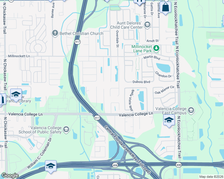 map of restaurants, bars, coffee shops, grocery stores, and more near 8836 Lambert Lane in Orlando