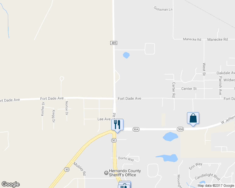 map of restaurants, bars, coffee shops, grocery stores, and more near 9020 Cobb Rd in Brooksville