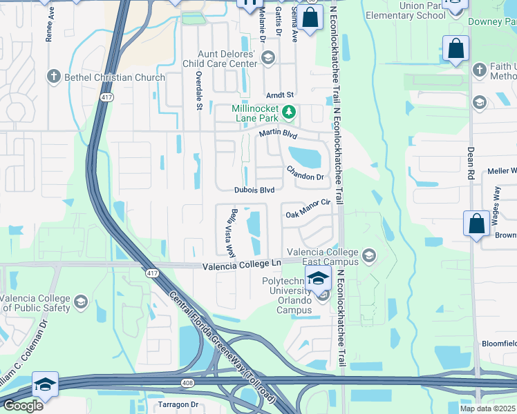 map of restaurants, bars, coffee shops, grocery stores, and more near 946 Vista Palma Way in Orlando
