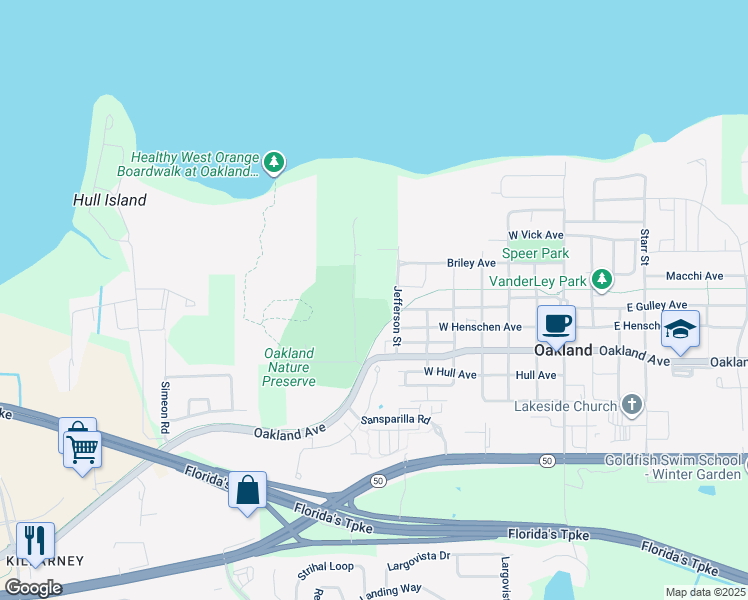 map of restaurants, bars, coffee shops, grocery stores, and more near in Oakland