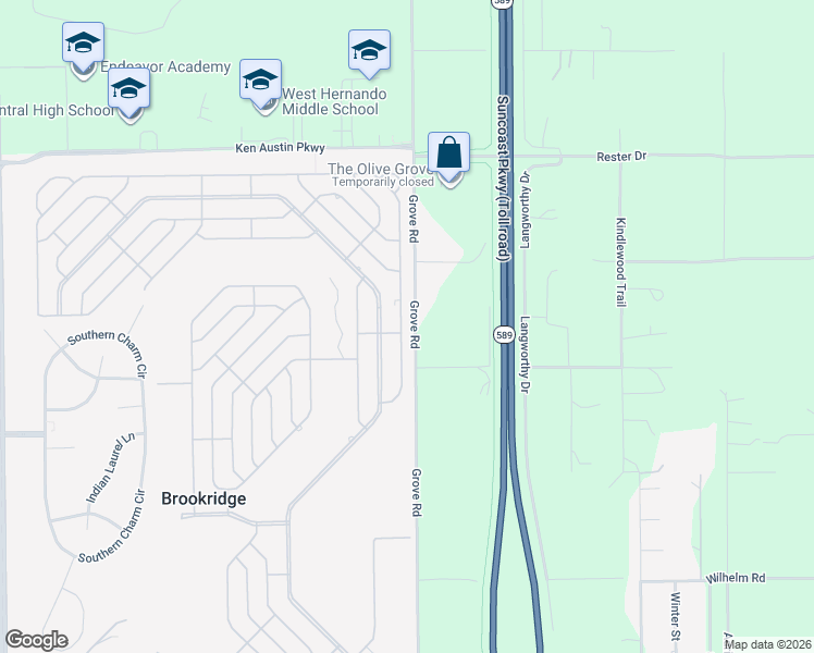 map of restaurants, bars, coffee shops, grocery stores, and more near 9863 Scepter Avenue in Brooksville