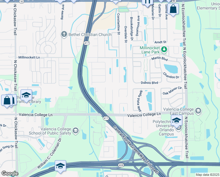 map of restaurants, bars, coffee shops, grocery stores, and more near 966 Grassy Island Lane in Orlando