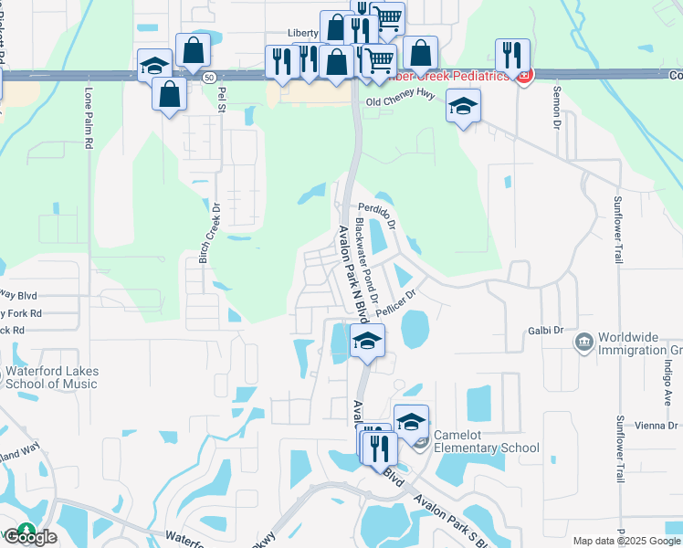 map of restaurants, bars, coffee shops, grocery stores, and more near 525 Loyola Circle in Orlando