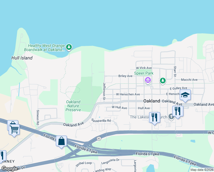 map of restaurants, bars, coffee shops, grocery stores, and more near 550 Jefferson Street in Oakland