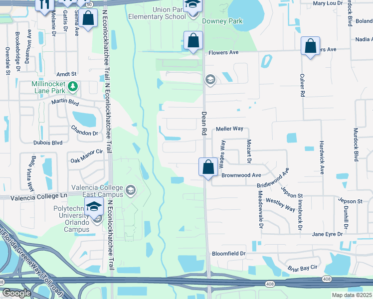 map of restaurants, bars, coffee shops, grocery stores, and more near 9752 Piney Point Circle in Orlando