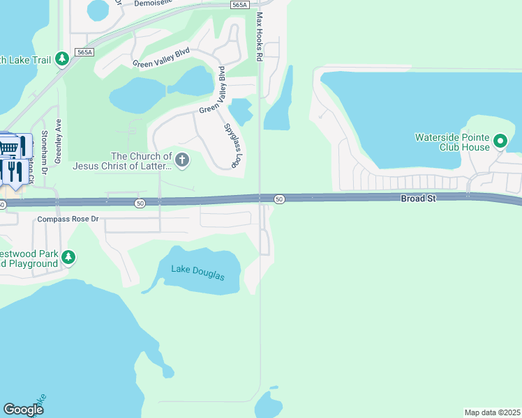 map of restaurants, bars, coffee shops, grocery stores, and more near 2 Max Hooks Road in Clermont