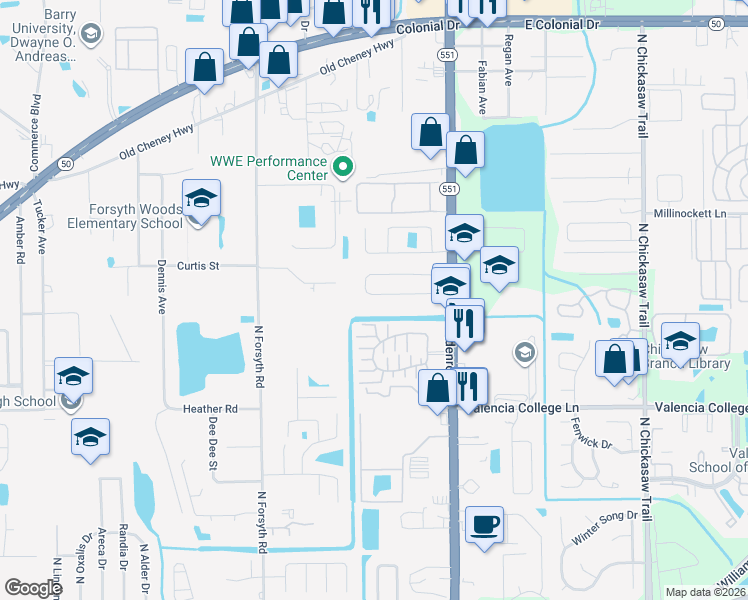 map of restaurants, bars, coffee shops, grocery stores, and more near 7429 Azalea Cove Circle in Azalea Park