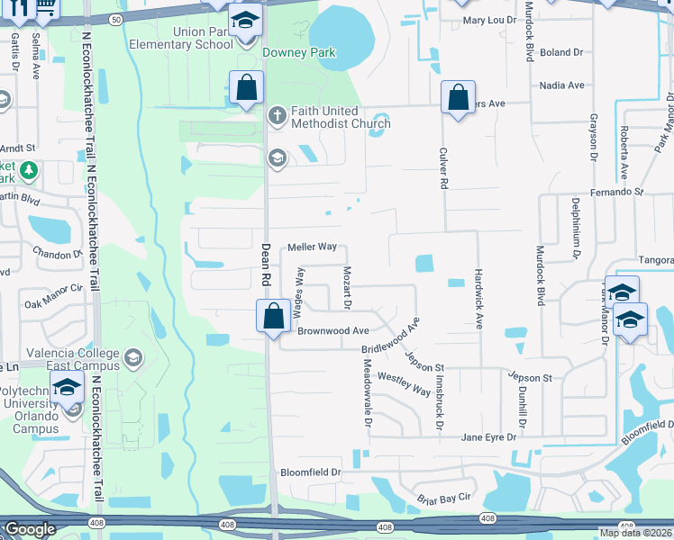 map of restaurants, bars, coffee shops, grocery stores, and more near 990 Wages Way in Orlando